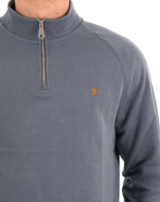 Farah Farah Jim 1/4 Zip Sweatshirt Kreideblau