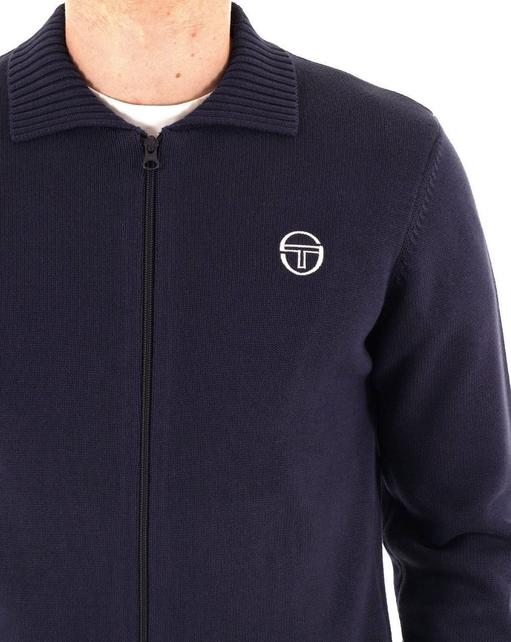 Sergio Tacchini Kragen mit durchgehendem Reißverschluss, gestrickt, Marineblau