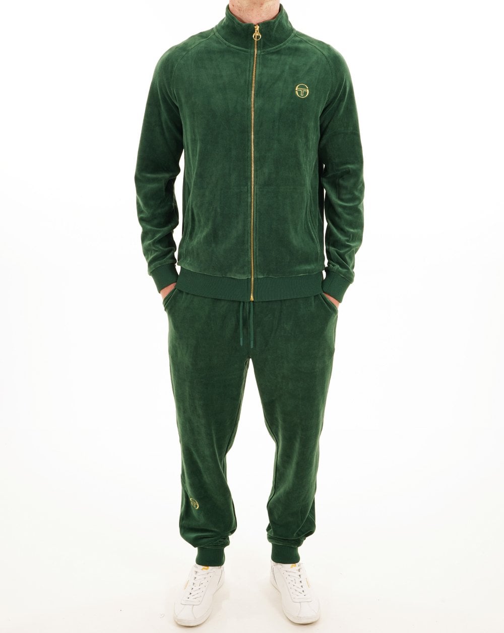 Sergio Tacchini Klassische Velours-Trainingsjacke Grün