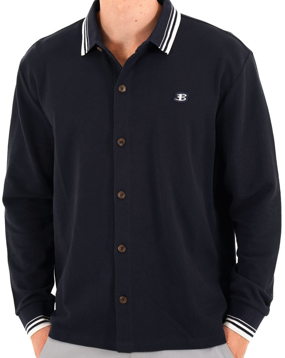 Ben Sherman Tipped LS Polo Dunkelblau