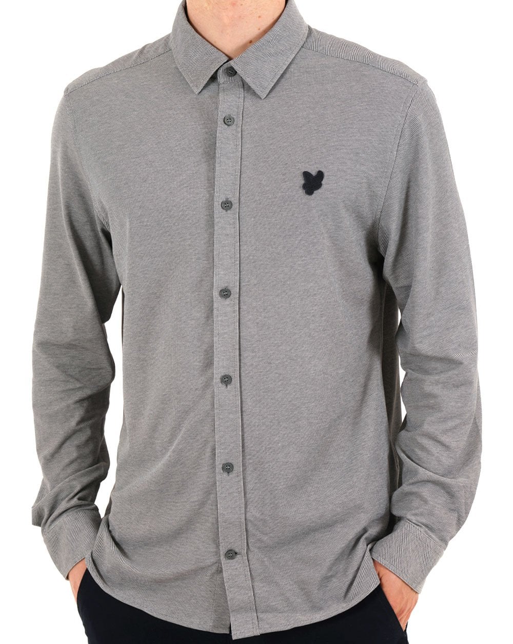 Lyle & Scott Piqué-Interlock-Hemd Chambray Blau