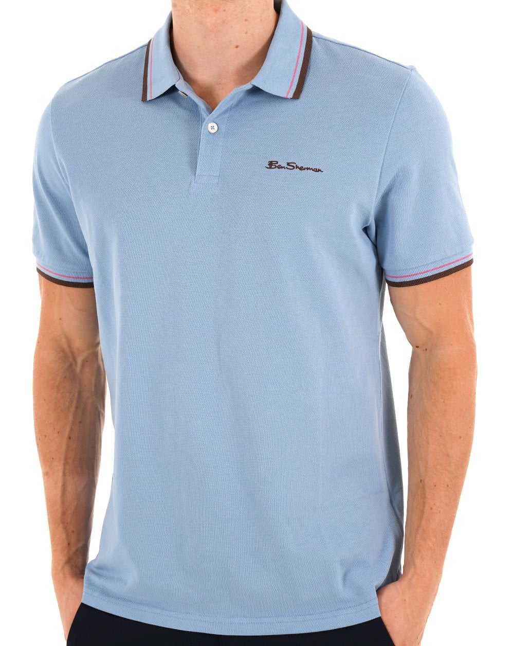 Ben Sherman Signature Piqué Polo Hellblau