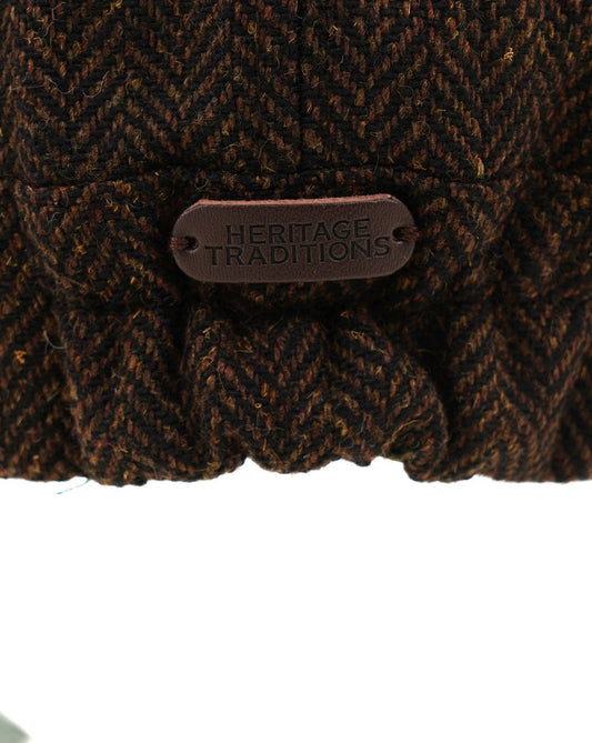80s Casual Classics Heritage Traditions Peaky Stud Fischgrät-Tweedkappe Braun