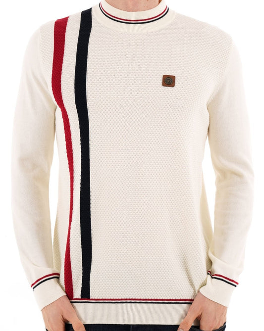 Trojan Trojan Racing Stripe Rollkragenpullover, Strick, Ecru