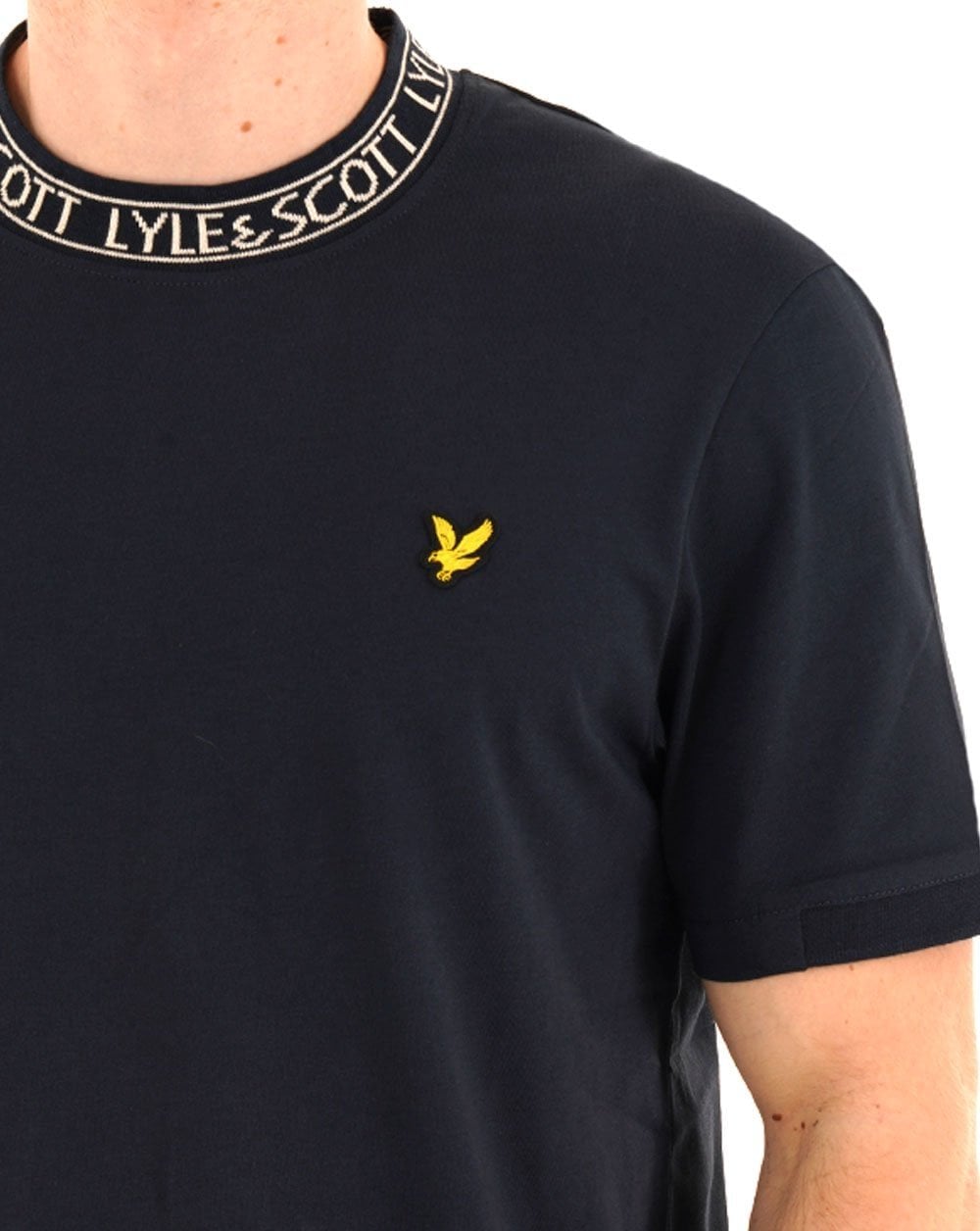 Lyle & Scott Logo Rippstrick-T-Shirt Marineblau