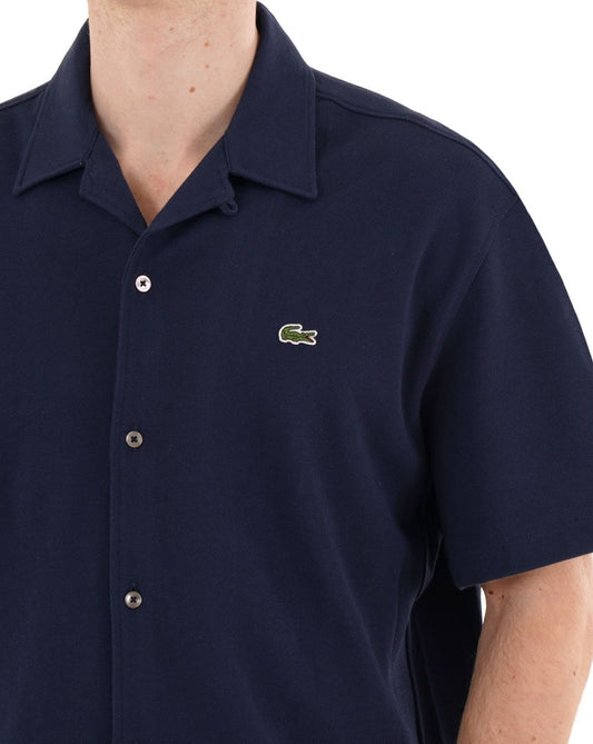 Lacoste Lacoste Piqué-Baumwoll-Poloshirt mit kurzen Ärmeln, Marineblau