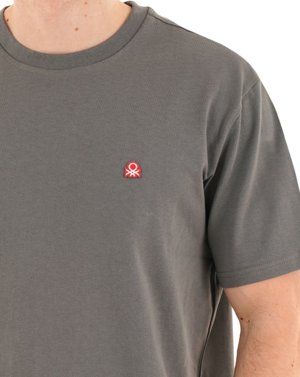 Benetton T-Shirt mit kleinem Logo, Dunkelgrau