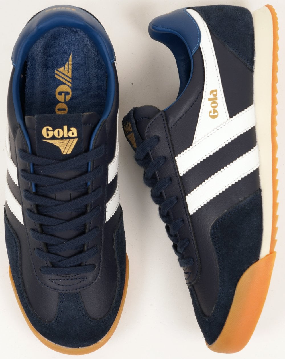 Gola Europa Leder-Sneaker Marineblau/Weiß/Marineblau