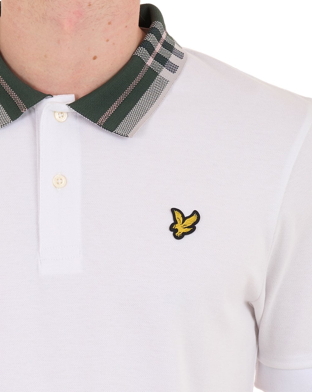 Lyle & Scott Poloshirt mit Tartankragen, Weiß