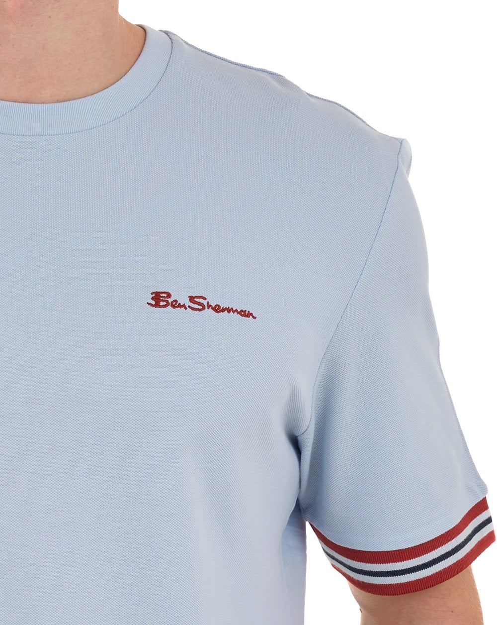Ben Sherman Pique Tipped Tee Powder Blue