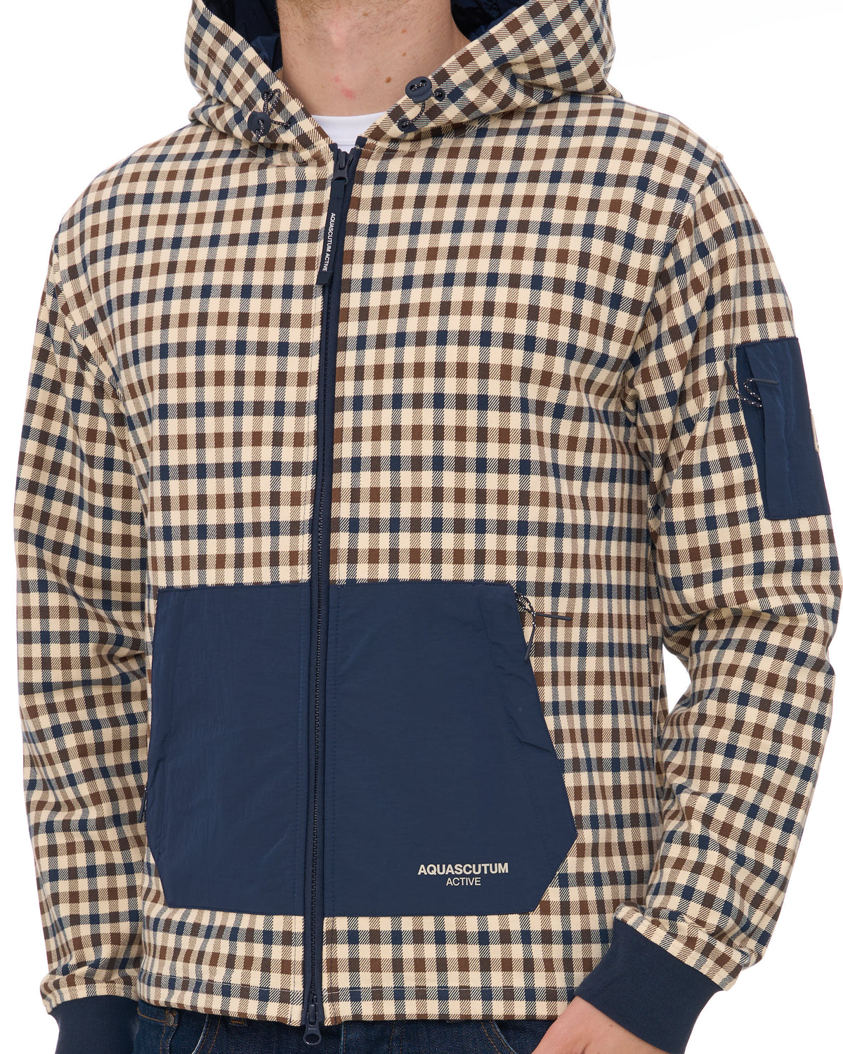Aquascutum Check FZ Hoody Navy