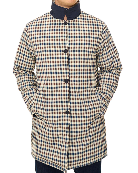 Aquascutum Aquascutum Reversible Padded Trench Navy/Club Check