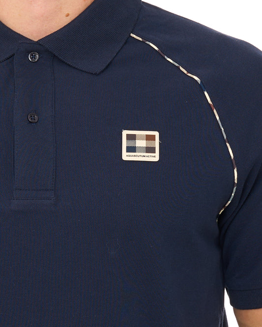 Aquascutum Aquascutum Stretch Pique Piping Polo Navy