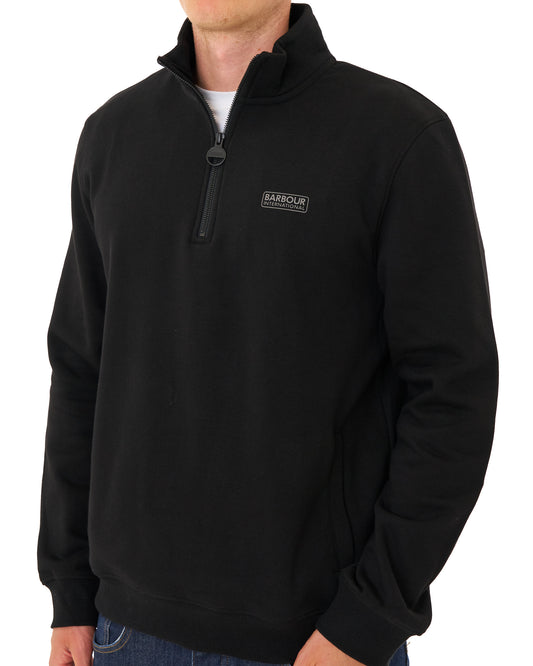 Barbour International Barbour International Essential Half Zip Sweat Black/Pewter