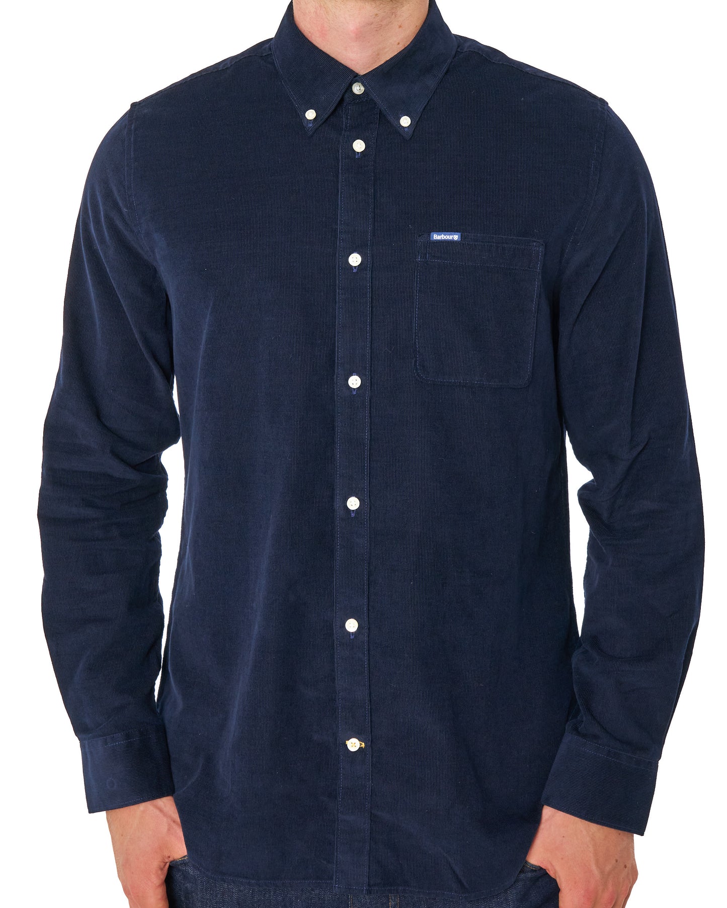 Barbour – Ramsey – Maßgeschneidertes Cordhemd in Marineblau
