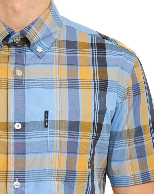 Ben Sherman Ben Sherman Block Check SS Shirt Lake Blue
