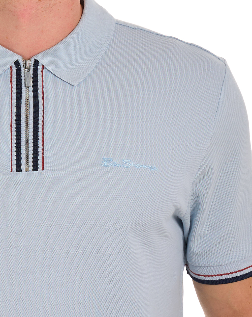 Ben Sherman Placket Interest Polo Powder Blue