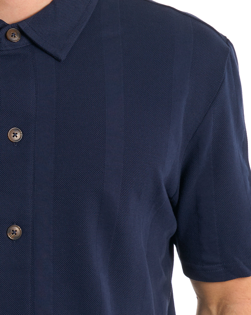 Ben Sherman Hemd mit vertikaler Struktur aus Piqué, Marineblau