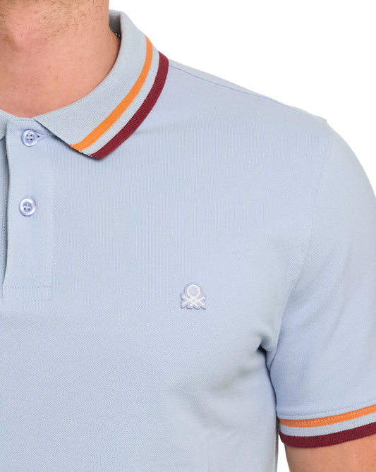 Benetton Benetton Maglia Tipped Polo Sky/Orange/Red