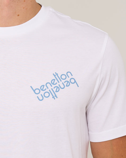 Benetton Benetton Mirror Logo T Shirt White