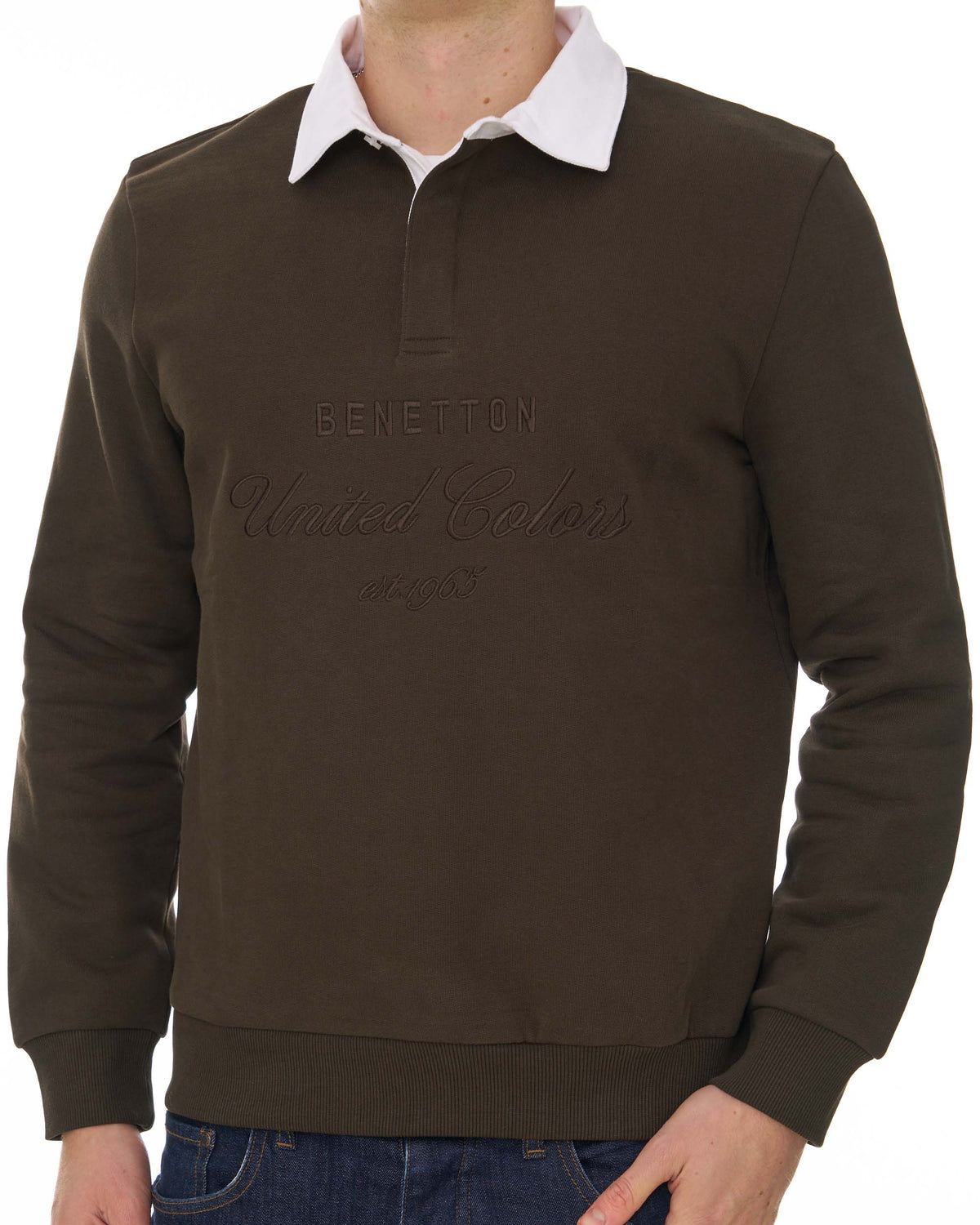 Benetton Rugby Sweatshirt Brown/White
