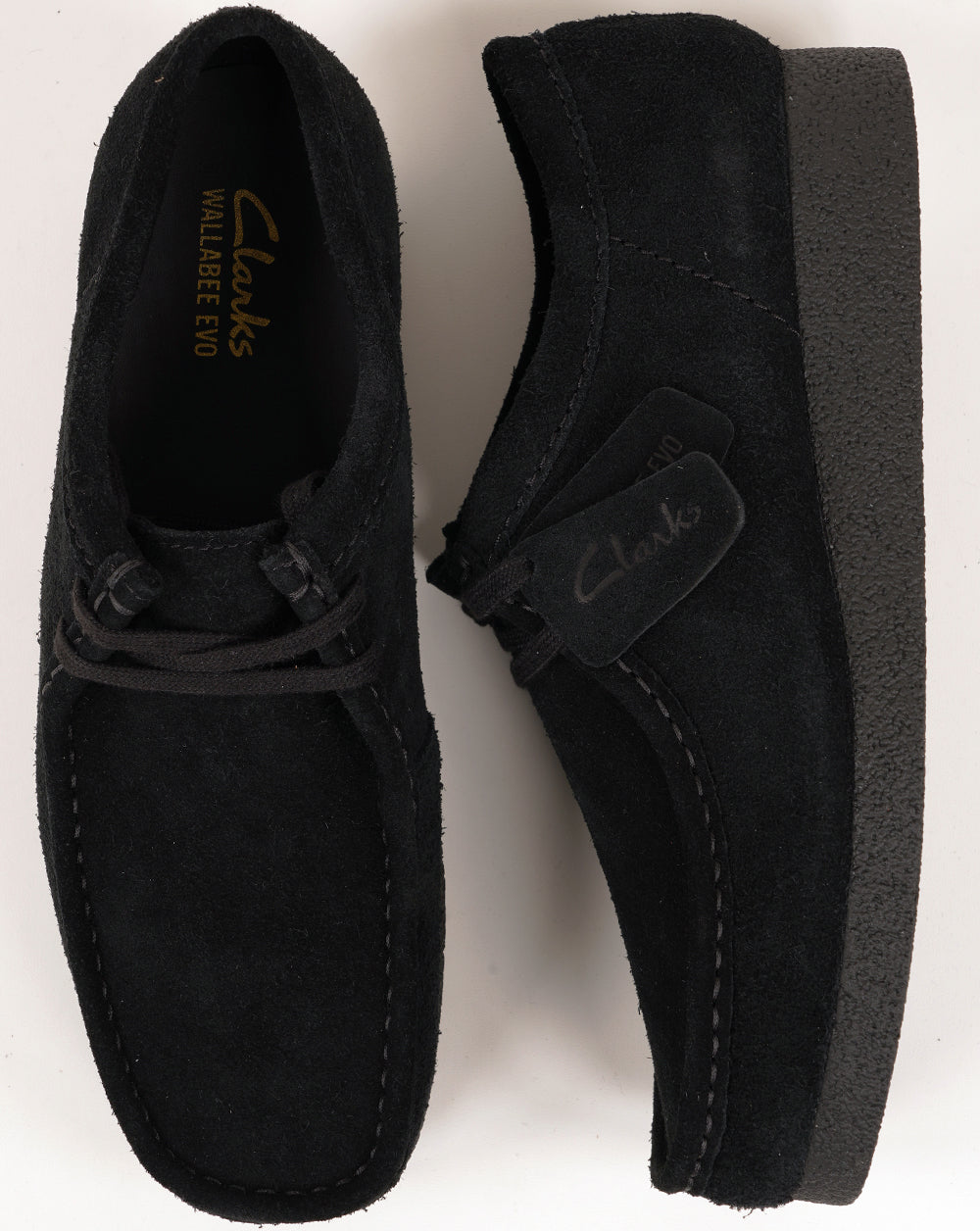 Clarks Wallabee EVO Schuhe Schwarzes Wildleder