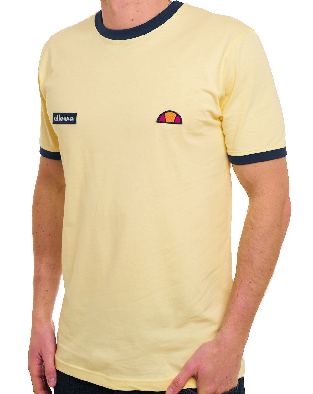 Ellesse Retro T Shirt Light Yellow/Navy