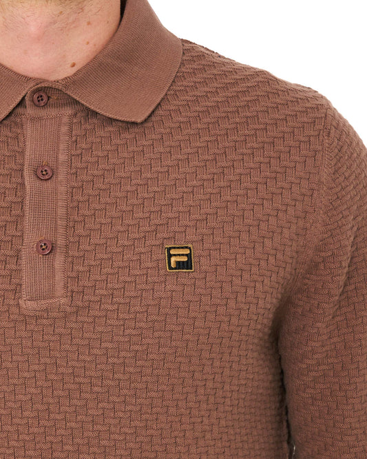 Fila Gold Fila Gold Elia Brick Knit LS Polo Raw Umber