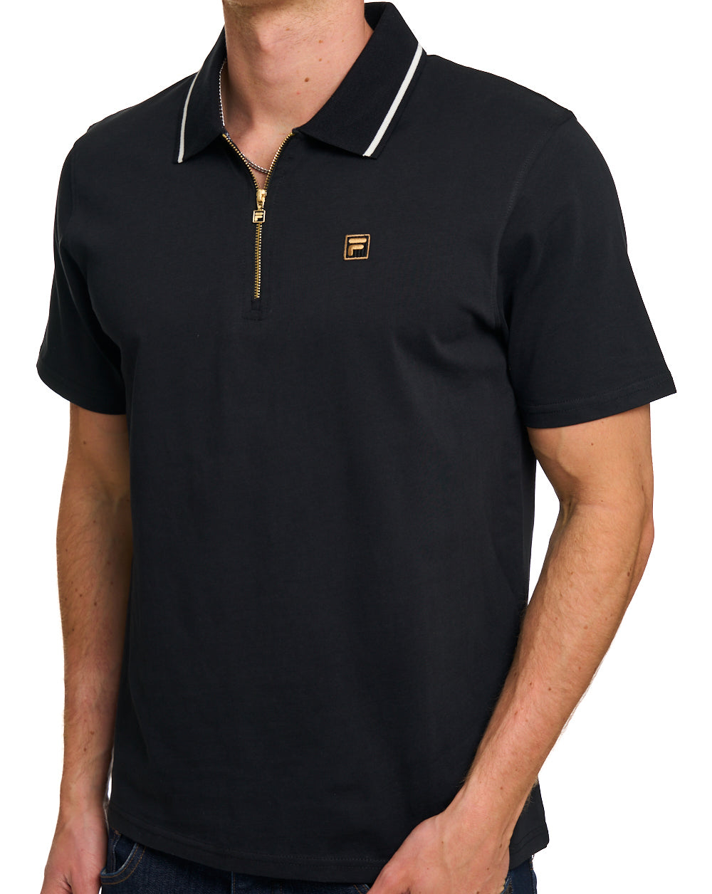 Fila Gold Lemar Zip Polo Schwarz