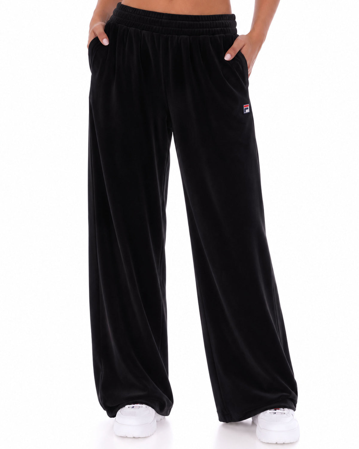 Fila Vintage Angel Velour Wide Leg Pants Black