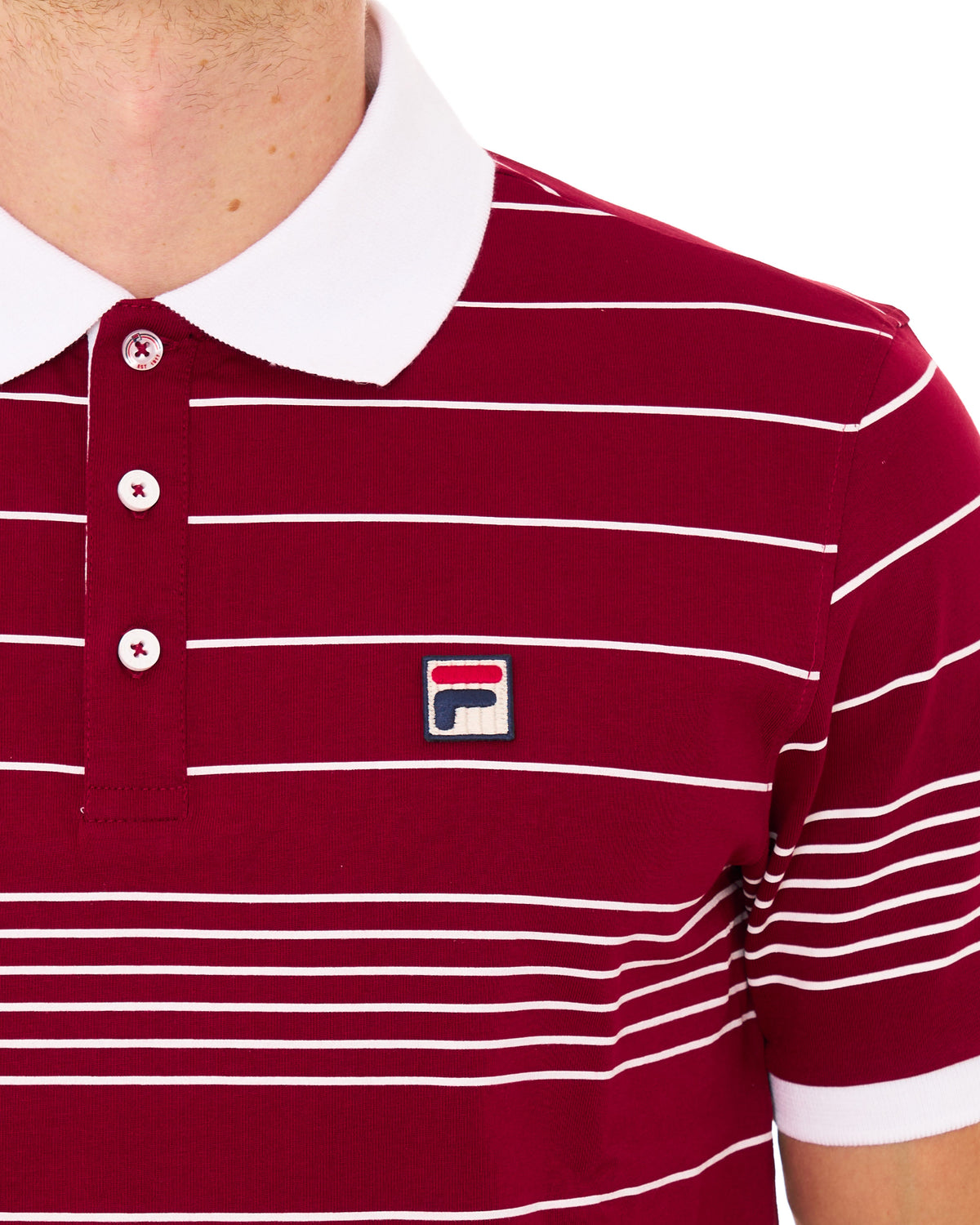 Fila Vintage Logan Stripe Polo Deep Red White