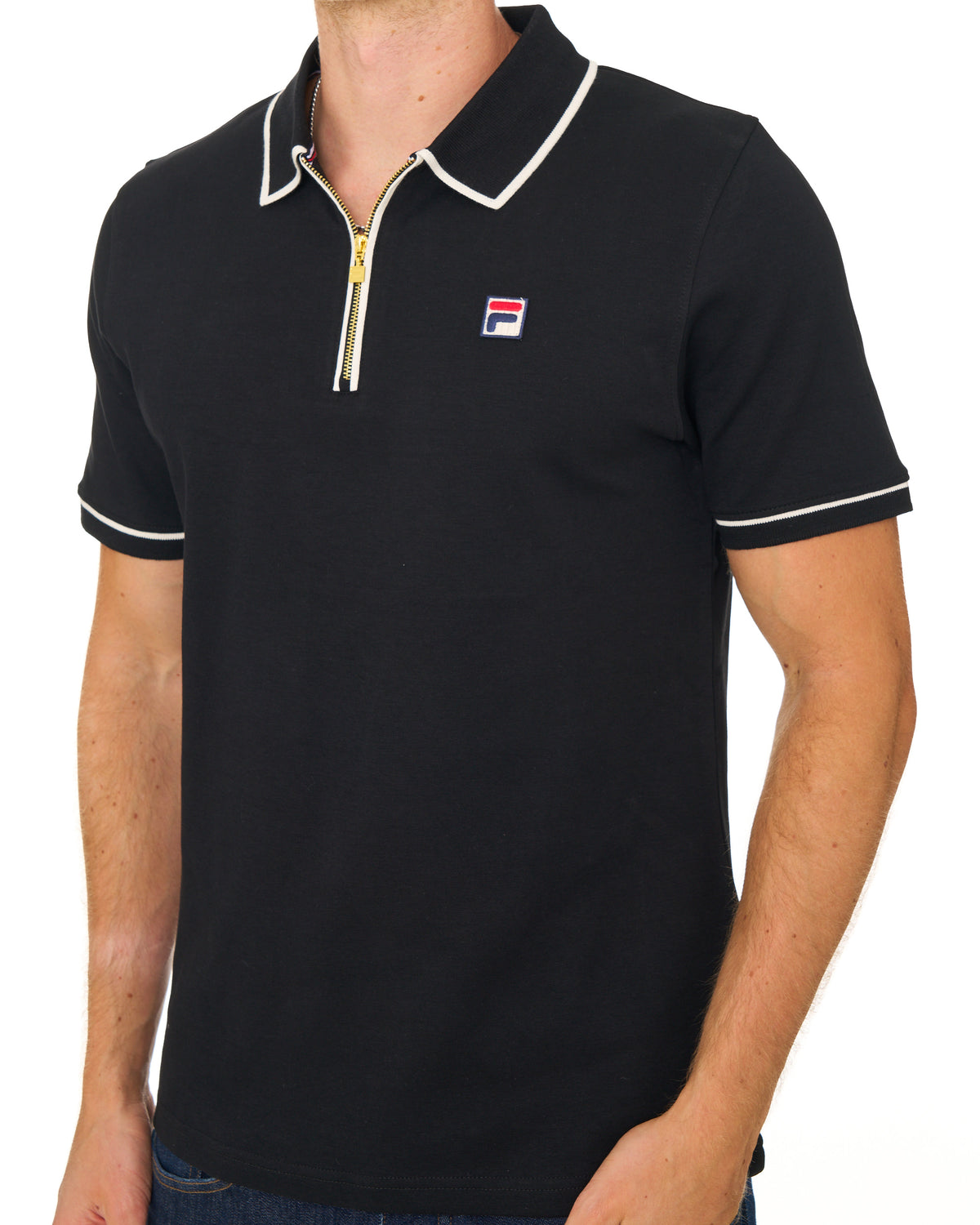 Fila Vintage Oden Zip Polo Black