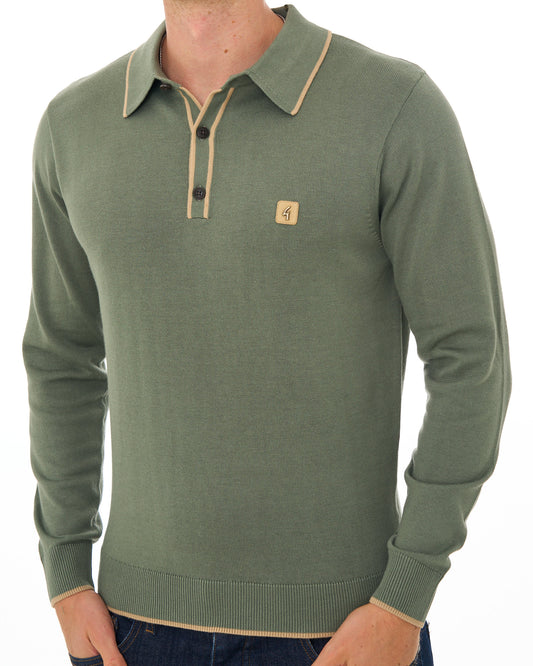 Gabicci Vintage Gabicci Vintage Lineker Knitted Polo Sage