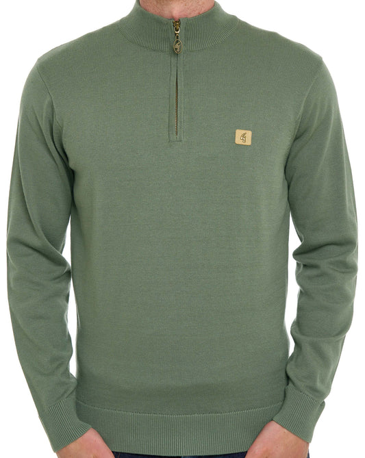 Gabicci Vintage Gabicci Vintage Naxton 1/4 Zip Knit Soft Green