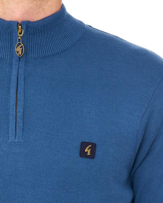 Gabicci Vintage Gabicci Vintage Naxton 1/4 Zip Knit Airforce Blue