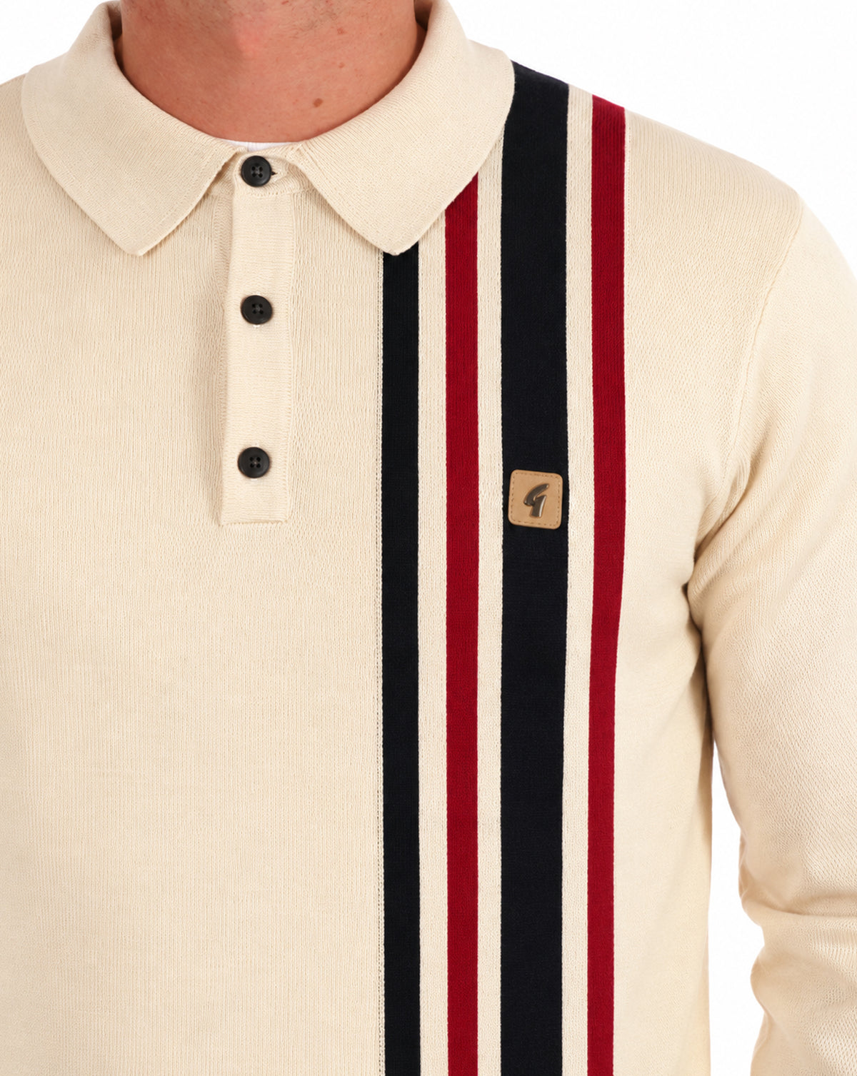 Gabicci Vintage Soda Knit LS Polo Creme