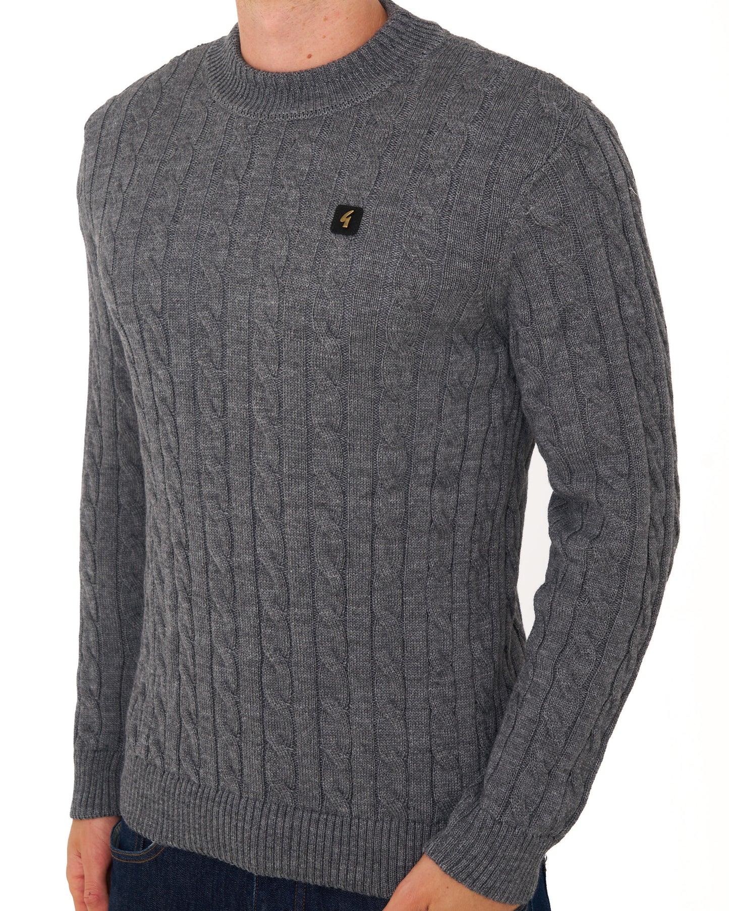 Gabicci Vintage Temor Cable Knit Jumper Charcoal Grey