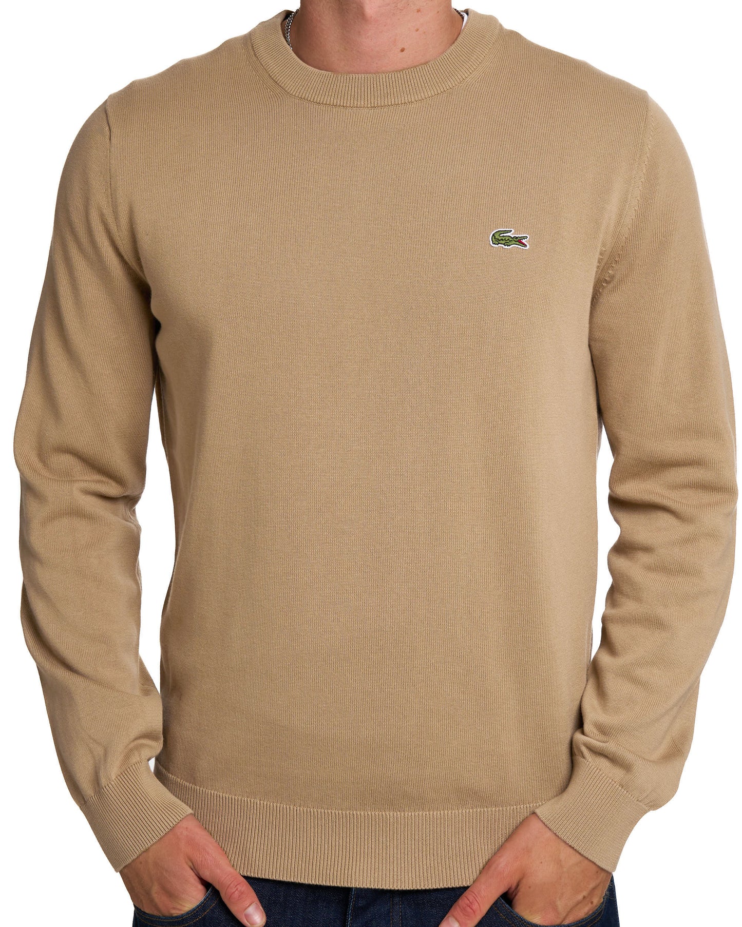 Lacoste Crew Neck Knit Jumper Camel