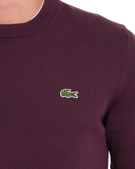 Lacoste Lacoste Crew Neck Knit Jumper Chestnut Brown
