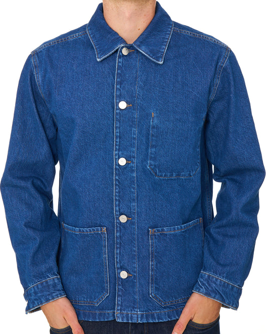 Lacoste Lacoste Heavy Cotton Denim Overshirt Washed Deep Medium