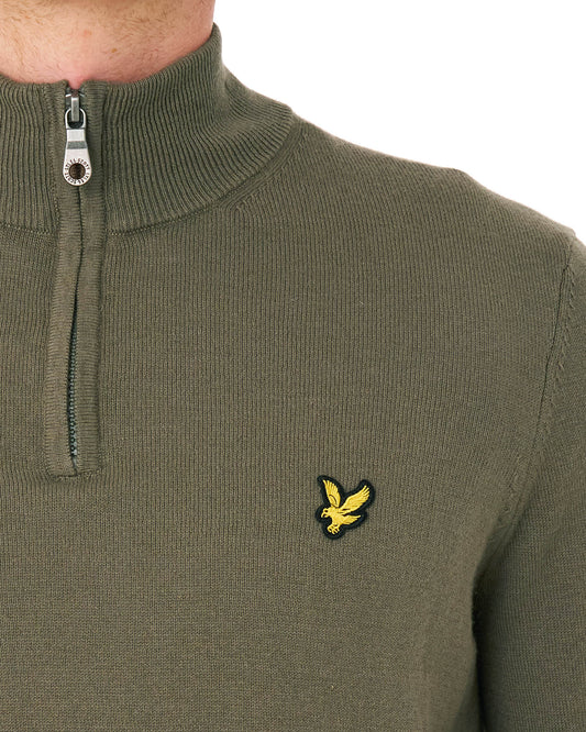 Lyle And Scott Lyle & Scott Cotton Merino 1/4 Zip Khaki Ash