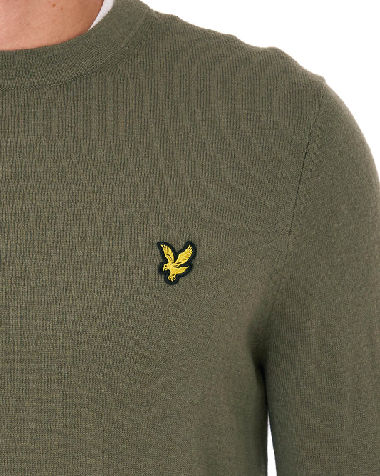 Lyle And Scott Lyle & Scott Cotton Merino Crew Jumper Khaki Ash