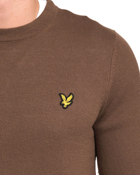 Lyle And Scott Lyle & Scott Cotton Merino Crew Jumper Sepia Brown