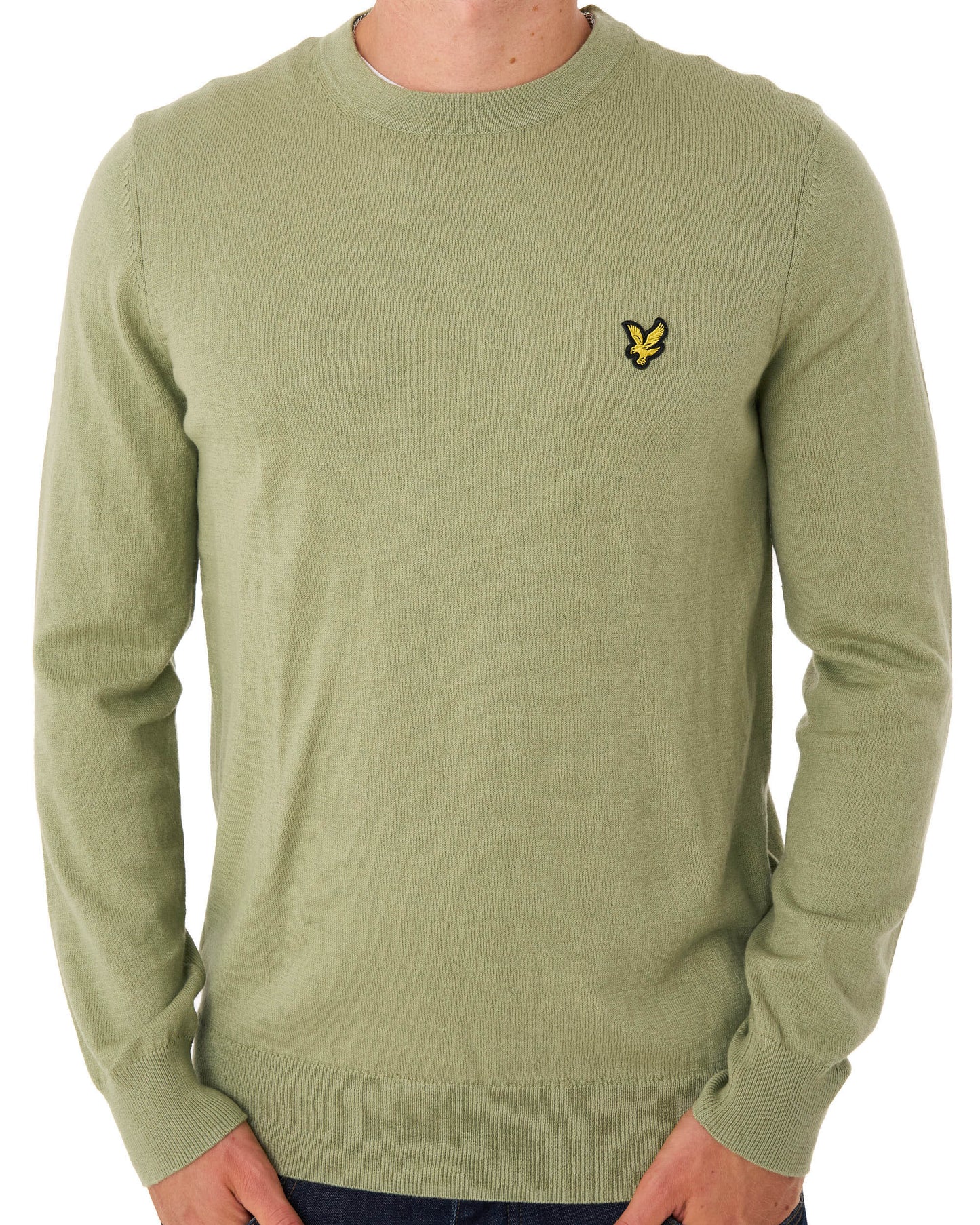 Lyle & Scott Cotton Merino Crew Jumper Smokey Olive