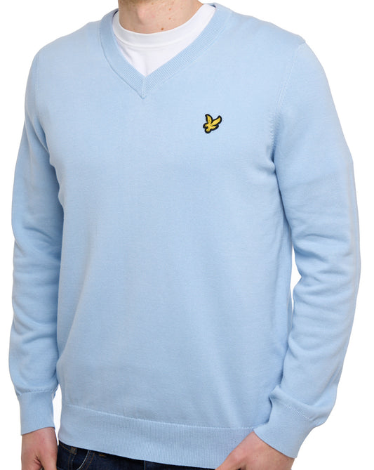 Lyle And Scott Lyle & Scott Cotton V Neck Jumper Opal Blue