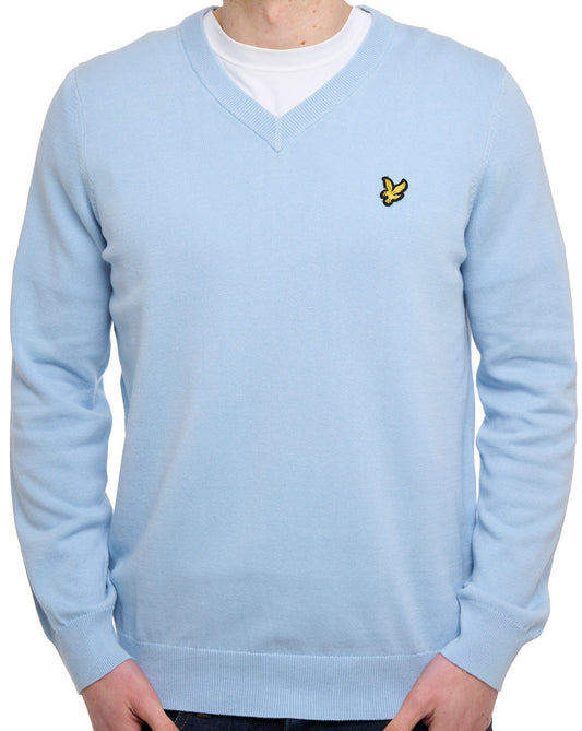 Lyle And Scott Lyle & Scott Cotton V Neck Jumper Opal Blue