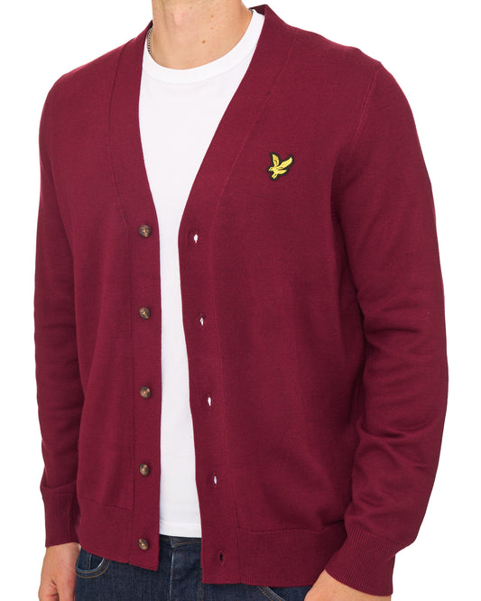 Lyle And Scott Lyle & Scott Knitted Classic Cardigan Claret Jug