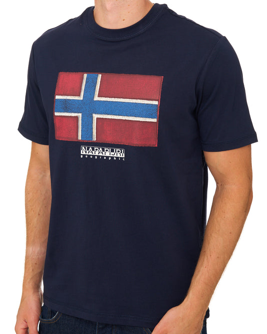 Napapijri Napapijri Tiki Flag T Shirt Blue Marine