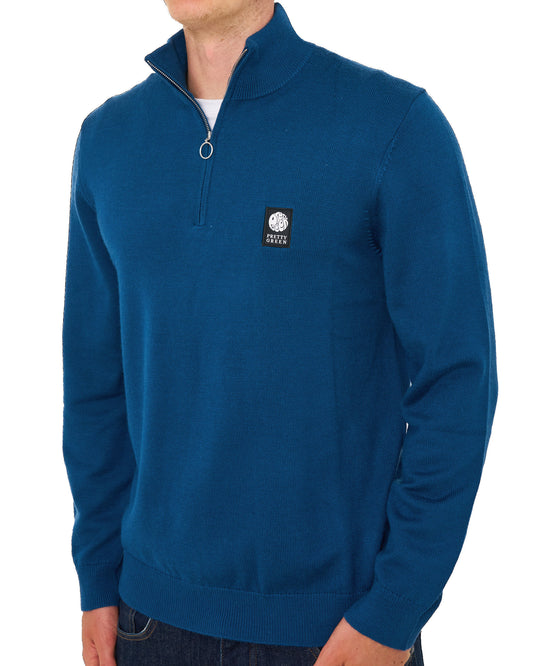 Pretty Green Pretty Green 1/4 Zip Merino Knit Dark Blue