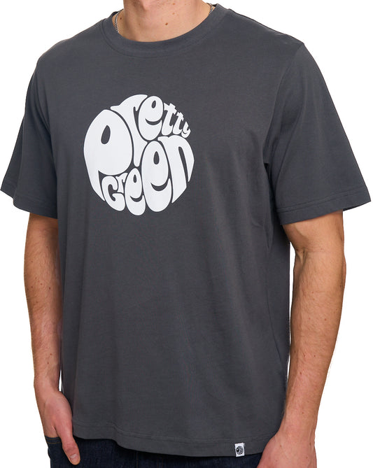 Pretty Green Hübsches grünes Gillespie-Logo-T-Shirt, Anthrazit